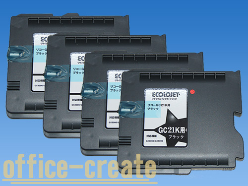 GC21Kブラック(Mサイズ)4本セット互換インクリサイクル品