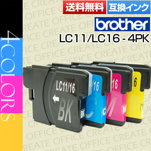 ■メール便発送■染料LC11/LC16-4PK(4色セット)互換インクノーブランド品