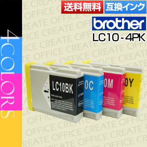 ■メール便発送■染料LC10-4PK(4色セット)互換インクノーブランド品