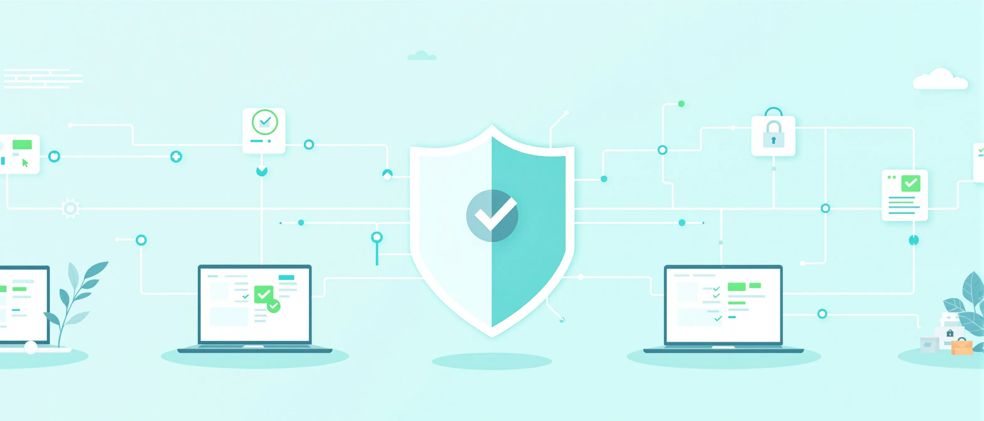 UTMで安全に保護されたオフィスネットワークのイメージ